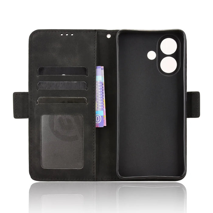 For vivo V60 Lite 5G Leather Case Phone Wallet Cover with Multiple Card Slots - Black - 5