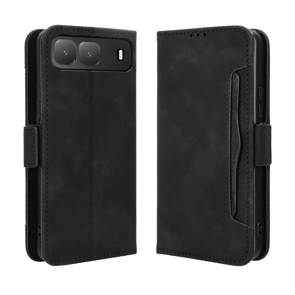 For TECNO Spark Go 5G Leather Case Phone Wallet Cover with Multiple Card Slots - Black - 1