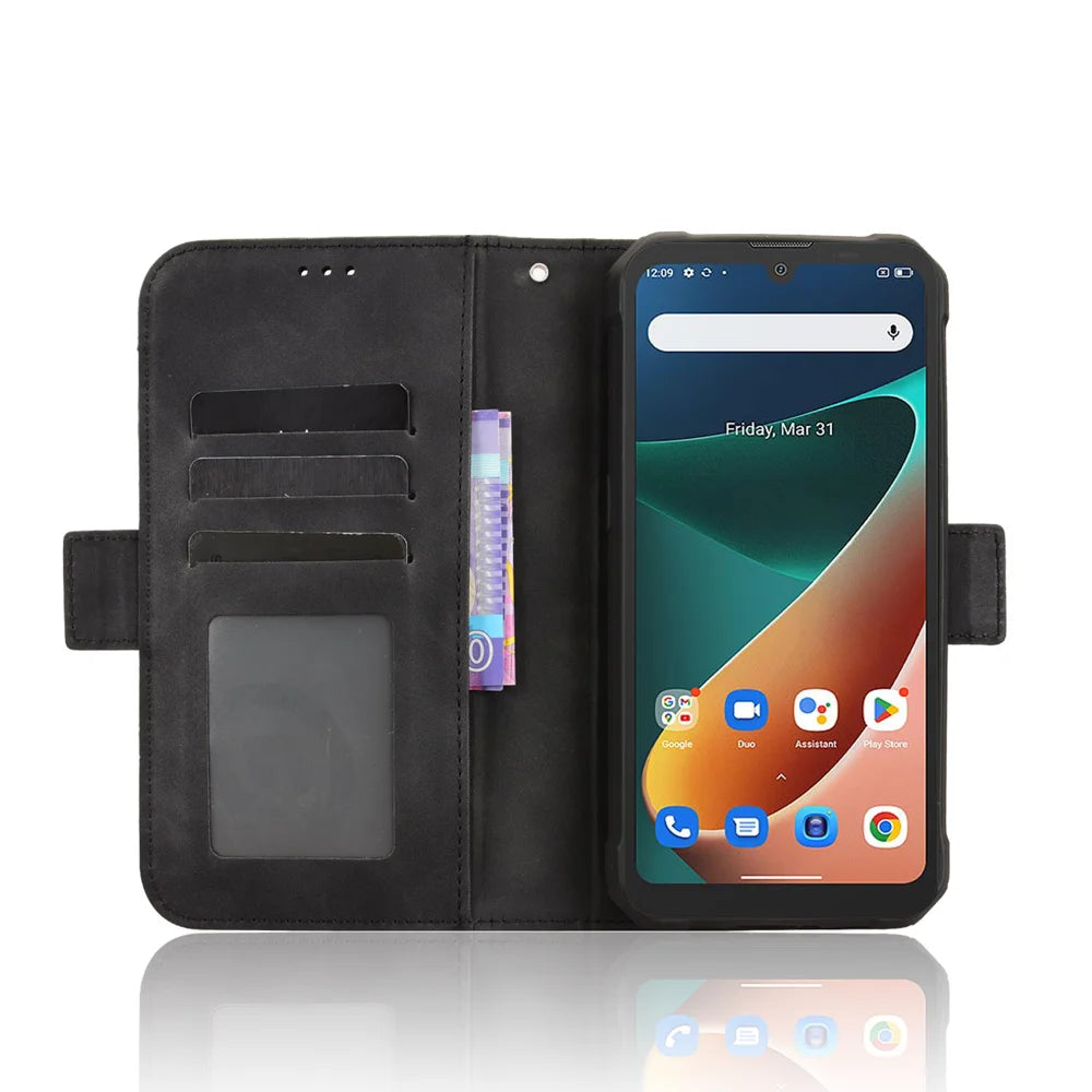 For Blackview BV5300 Pro / Blackview BV5300 Plus / Oscal S70 / Oscal S70 Pro / Blackview BV5300 Leather Case Phone Wallet Cover with Multiple Card Slots - Black - 6