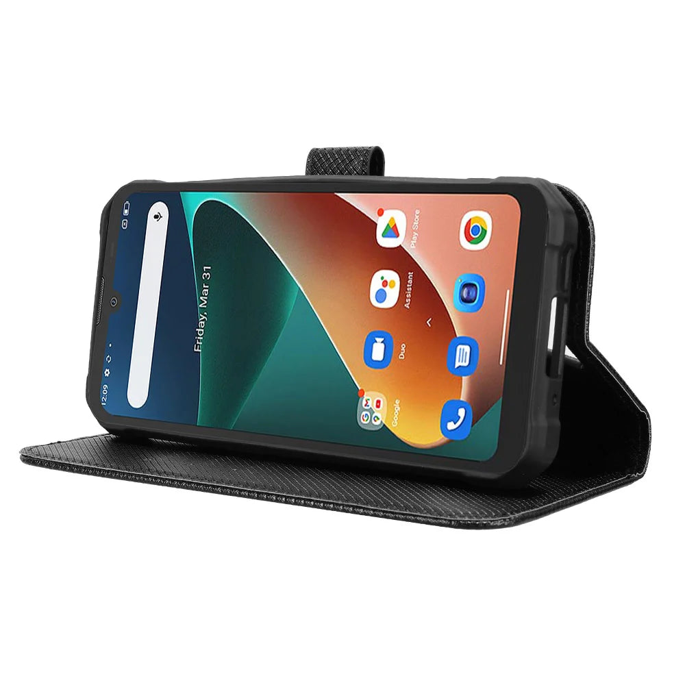 For Blackview BV5300 Pro / Blackview BV5300 Plus / Oscal S70 / Oscal S70 Pro / Blackview BV5300 Leather Wallet Case with Strap Diamond Texture Phone Cover - Black - 7