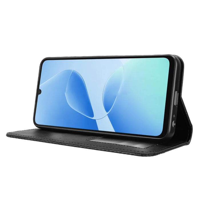 For TECNO Spark Go 5G Leather Case Wallet Stand Retro Texture Phone Cover - Black - 7