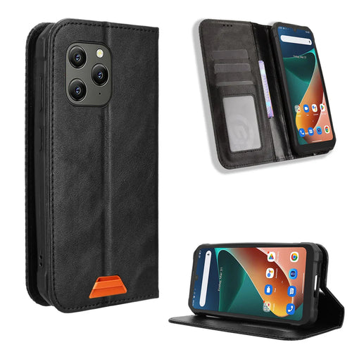 For Blackview BV5300 Pro / Blackview BV5300 Plus / Oscal S70 / Oscal S70 Pro / Blackview BV5300 Leather Case Wallet Stand Retro Texture Phone Cover - Black - 1