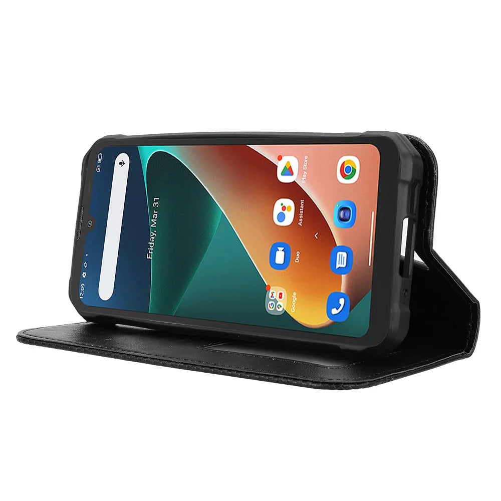 For Blackview BV5300 Pro / Blackview BV5300 Plus / Oscal S70 / Oscal S70 Pro / Blackview BV5300 Leather Case Wallet Stand Retro Texture Phone Cover - Black - 7