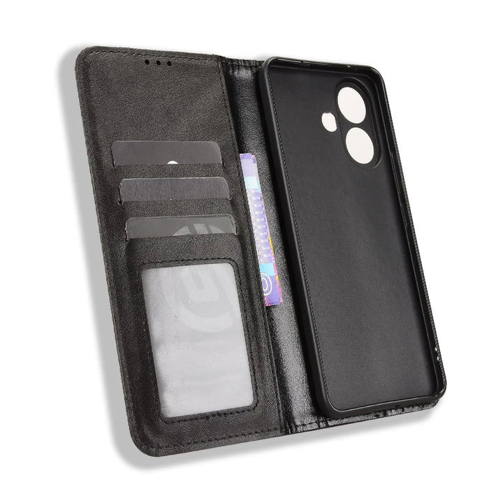 For vivo V60 Lite 5G Leather Case Wallet Stand Retro Texture Phone Cover - Black - 5