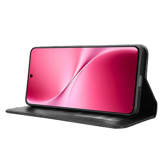 For vivo V60 Lite 5G Leather Case Wallet Stand Retro Texture Phone Cover - Black - 7