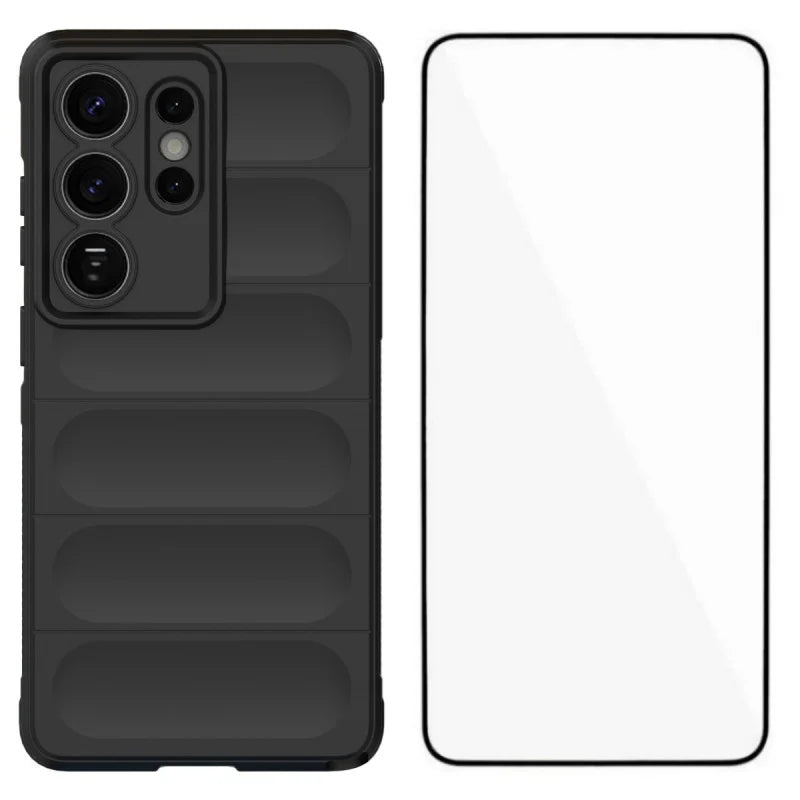 WANLONFENG For Samsung Galaxy S26 Ultra TPU Case  HD Series Anti Slip Phone Cover with Tempered Glass - Black - 1