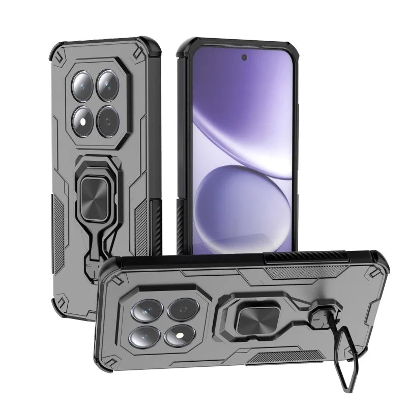 WANLONFENG For Xiaomi Redmi Note 15 Pro 5G (Global) Phone Case  PC TPU Back Cover Kickstand with Tempered Glass - Black - 2