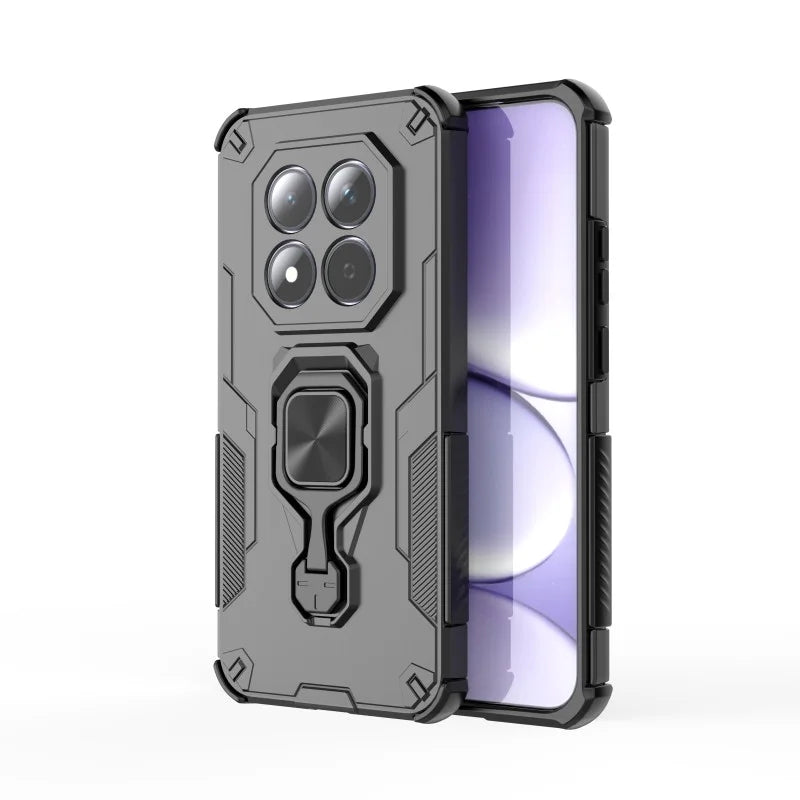 WANLONFENG For Xiaomi Redmi Note 15 Pro 5G (Global) Phone Case  PC TPU Back Cover Kickstand with Tempered Glass - Black - 4