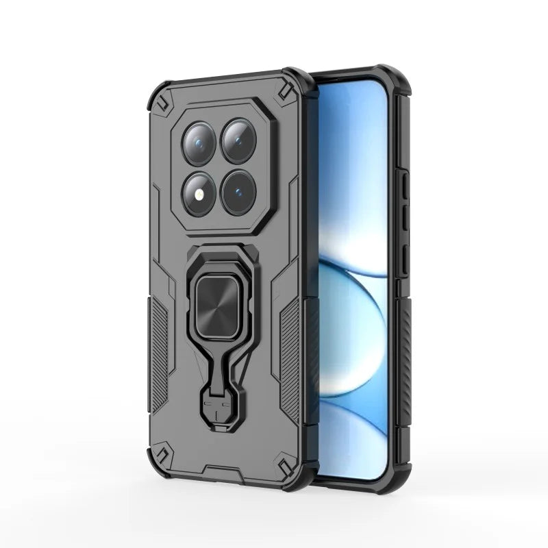 WANLONFENG For Xiaomi Poco M8 Pro 5G / Redmi Note 15 Pro+ 5G (Global) Phone Case  PC TPU Back Cover Kickstand with Tempered Glass - Black - 4