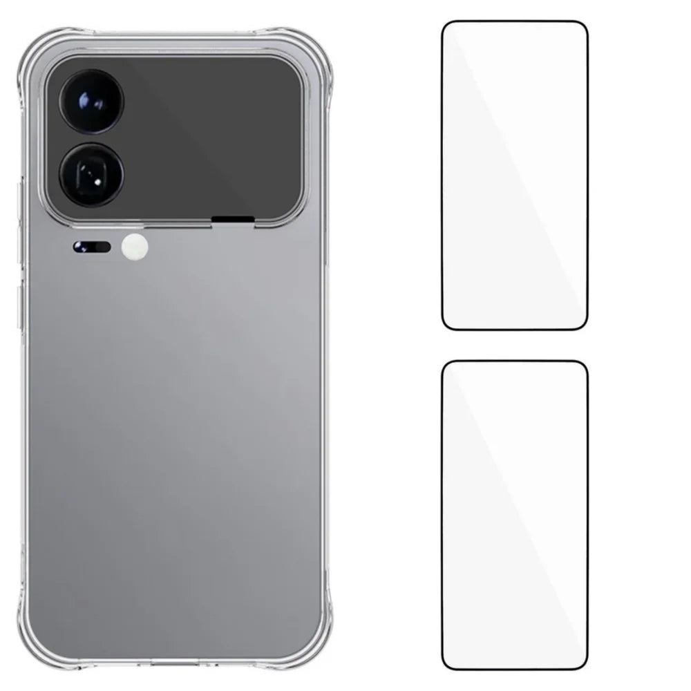 WANLONFENG For Xiaomi 17 Pro Max TPU Case  WL2 Series 2.0mm Phone Cover with 2Pcs Tempered Glass Films - Transparent - 1