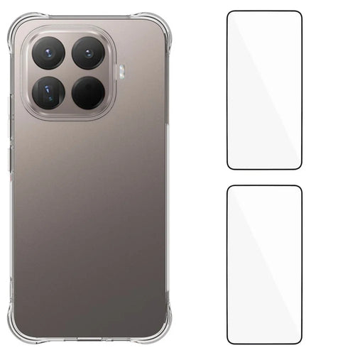 WANLONFENG For Xiaomi 15T Pro TPU Case  WL2 Series 2.0mm Phone Cover with 2Pcs Tempered Glass Films - Transparent - 1
