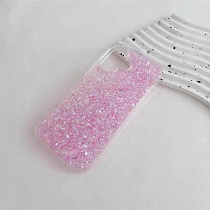 For iPhone 17 Case TPU Drop Protection Epoxy Glittery Sequins Phone Cover - Pink - 5