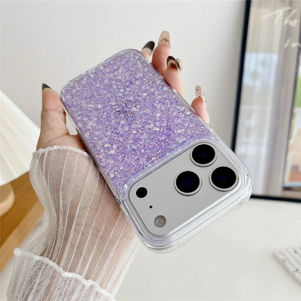 For iPhone 18 Pro / 17  Pro Case TPU Drop Protection Epoxy Glittery Sequins Phone Cover - Purple - 2