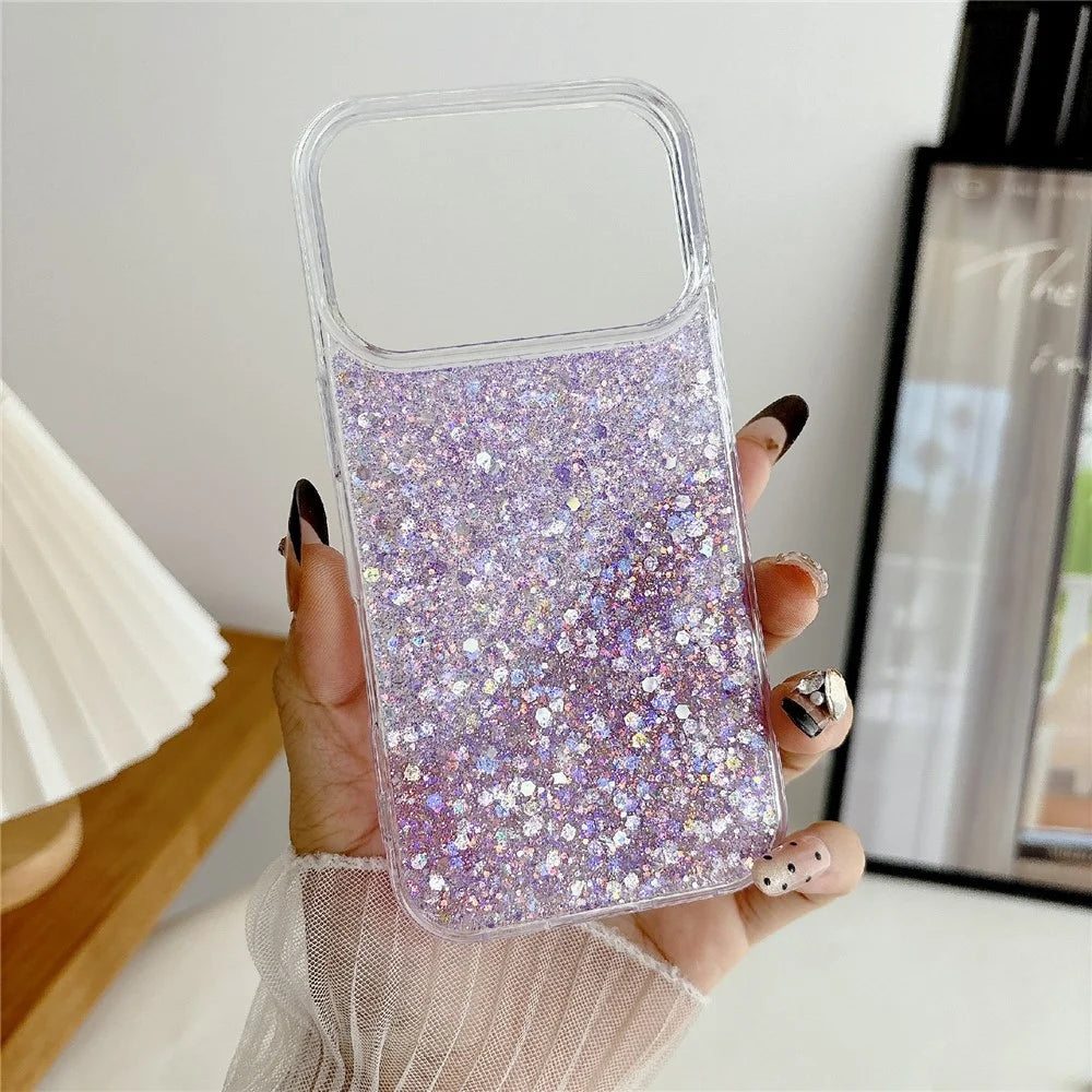 For iPhone 18 Pro / 17  Pro Case TPU Drop Protection Epoxy Glittery Sequins Phone Cover - Purple - 3