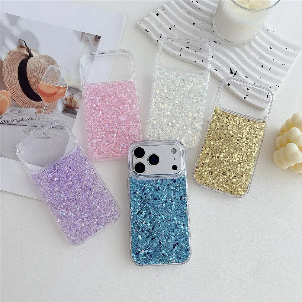 For iPhone 18 Pro / 17  Pro Case TPU Drop Protection Epoxy Glittery Sequins Phone Cover - Purple - 6