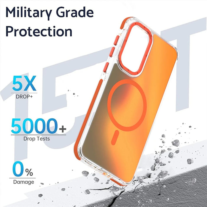 For Samsung Galaxy A36 5G Magnetic Case Cute Fluorescent Design TPU Acrylic Phone Back Cover - Orange - 3