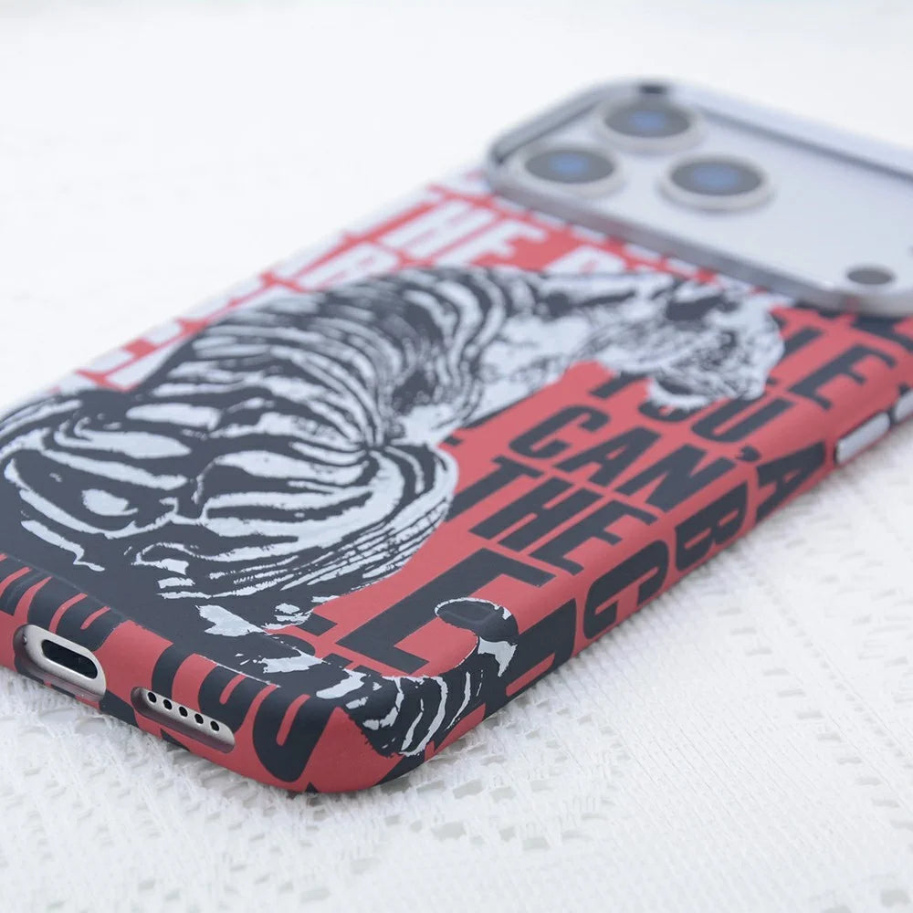 For iPhone 17 Pro Max Magnetic Case Carbon Fiber Texture Water Transfer PC Phone Cover - Blue-eyed Cat - 5