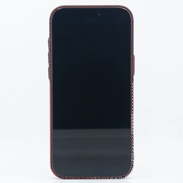For iPhone 17 Pro Max Magnetic Case Carbon Fiber Texture Water Transfer PC Phone Cover - Emerald Green - 3