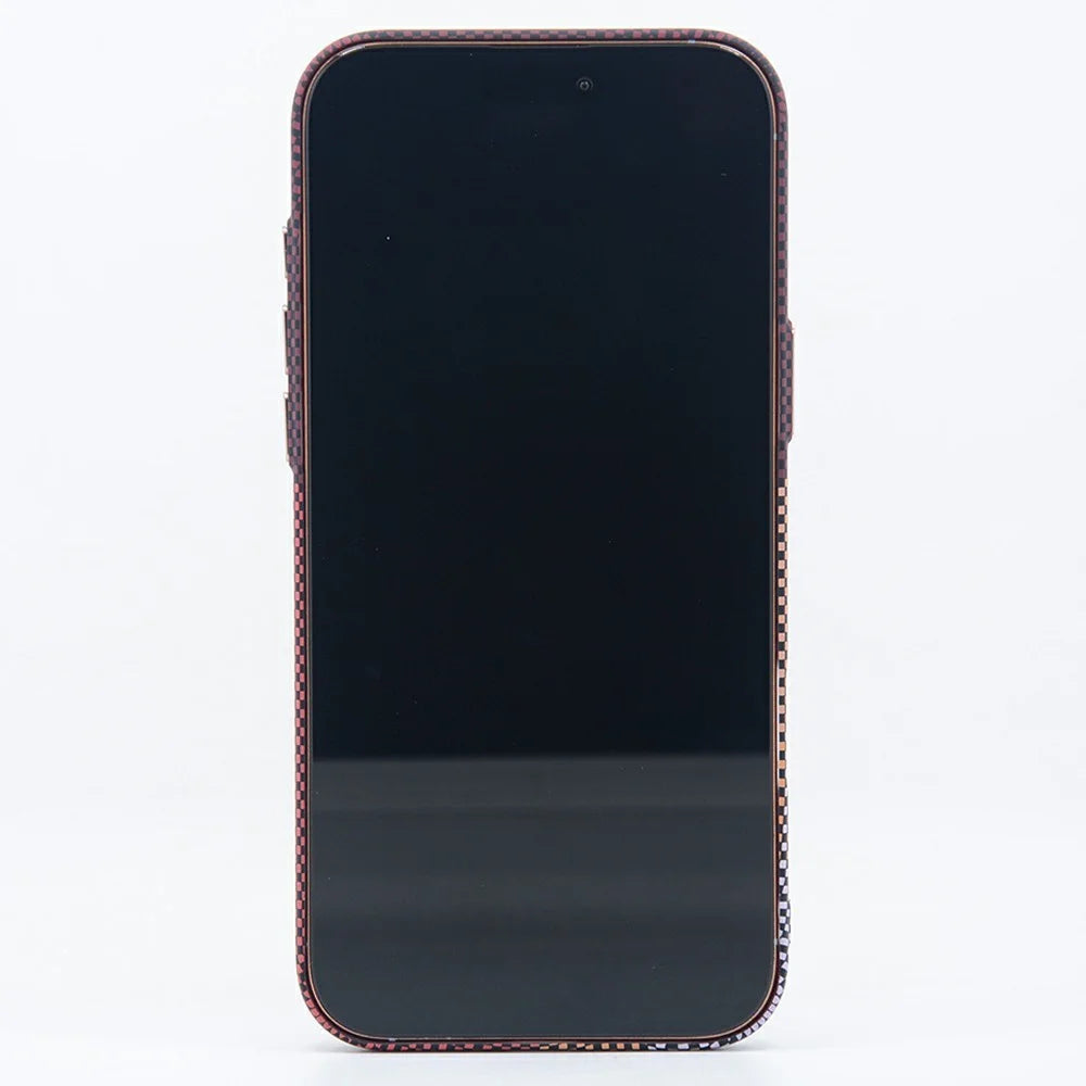For iPhone 17 Pro Magnetic Case Carbon Fiber Texture Water Transfer PC Phone Cover - Blue-eyed Cat - 3