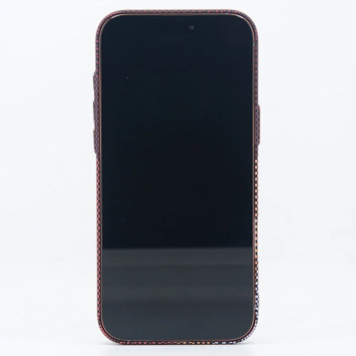 For iPhone 17 Pro Magnetic Case Carbon Fiber Texture Water Transfer PC Phone Cover - Blue-eyed Cat - 3
