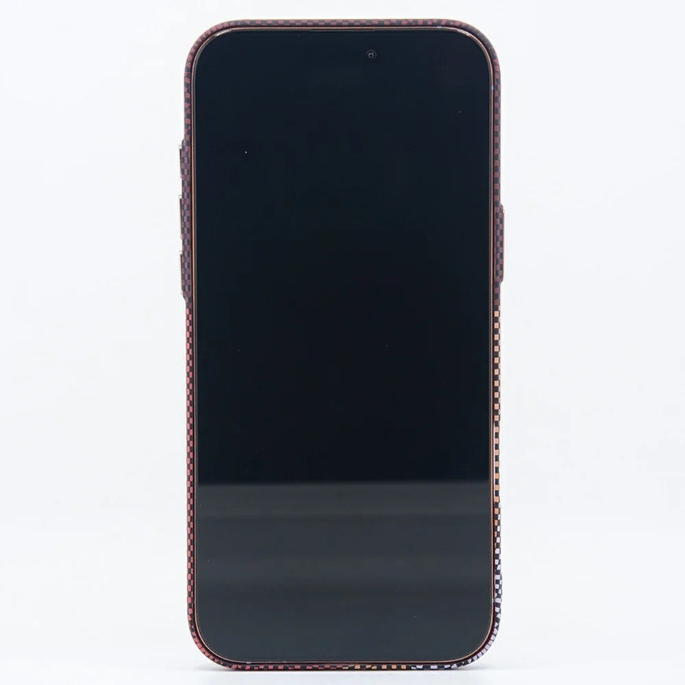 For iPhone 17 Pro Magnetic Case Carbon Fiber Texture Water Transfer PC Phone Cover - Emerald Green - 3