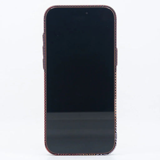 For iPhone 17 Pro Magnetic Case Carbon Fiber Texture Water Transfer PC Phone Cover - Blue Pattern Blocks - 2