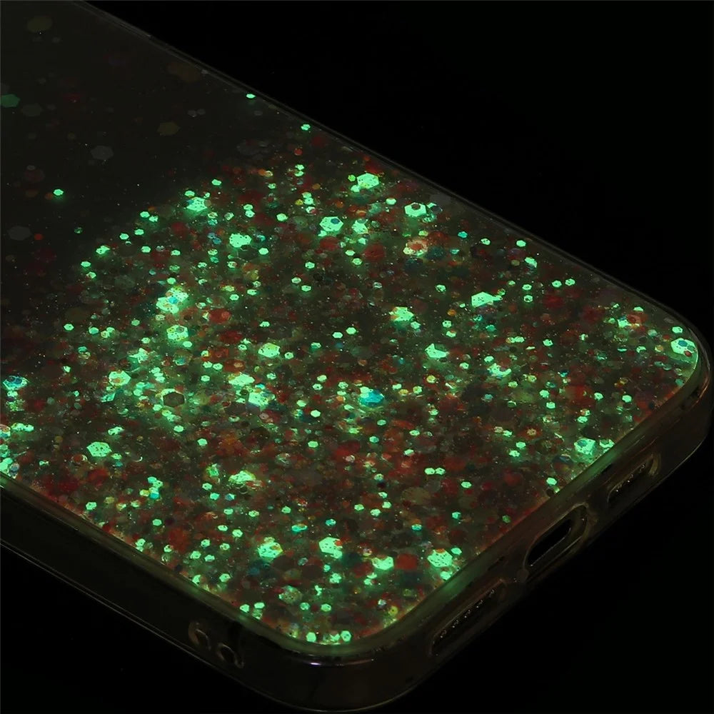 For iPhone 18 Pro / 17  Pro Case Sparkle Sequins Luminous Epoxy TPU Phone Cover - Pink - 6