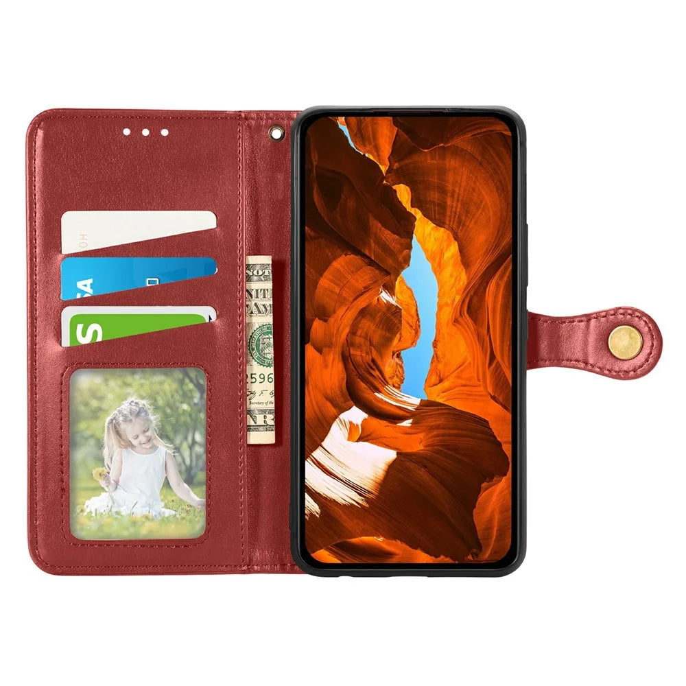 For iPhone 18 Pro / 17 Pro Case Wallet Stand Leather Phone Cover with Wrist Strap - Red - 2