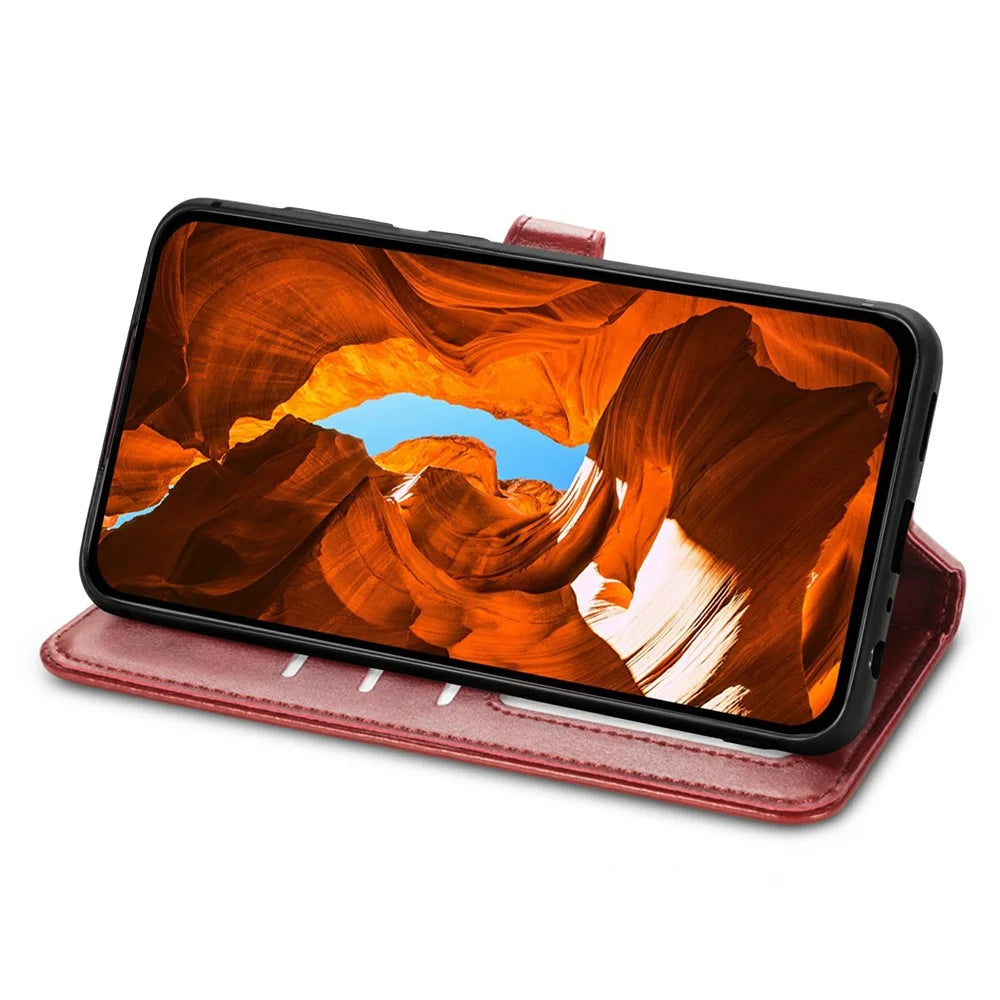For iPhone 18 Pro / 17 Pro Case Wallet Stand Leather Phone Cover with Wrist Strap - Red - 3