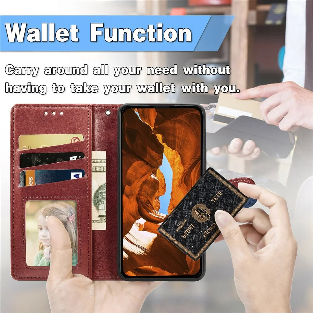 For iPhone 18 Pro / 17 Pro Case Wallet Stand Leather Phone Cover with Wrist Strap - Red - 5