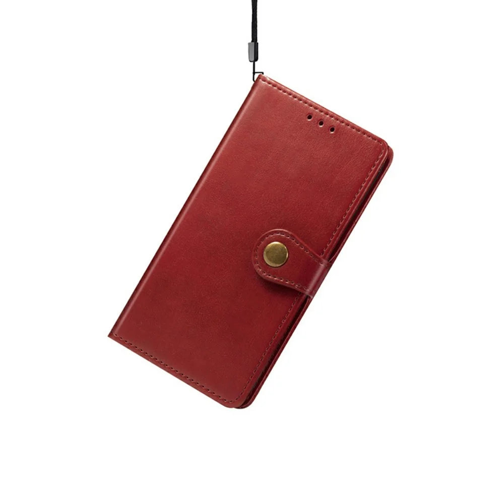 For iPhone 18 Pro / 17 Pro Case Wallet Stand Leather Phone Cover with Wrist Strap - Red - 6
