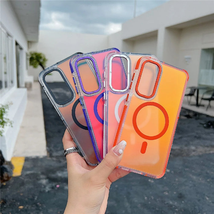 For Samsung Galaxy S25 FE Magnetic Case Cute Fluorescent Design TPU Acrylic Phone Back Cover - Orange - 7