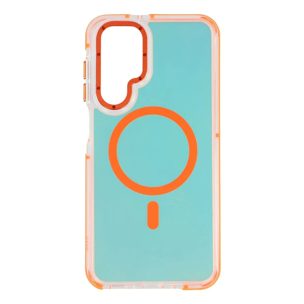For Samsung Galaxy A26 5G Magnetic Case Cute Fluorescent Design TPU Acrylic Phone Back Cover - Orange - 2