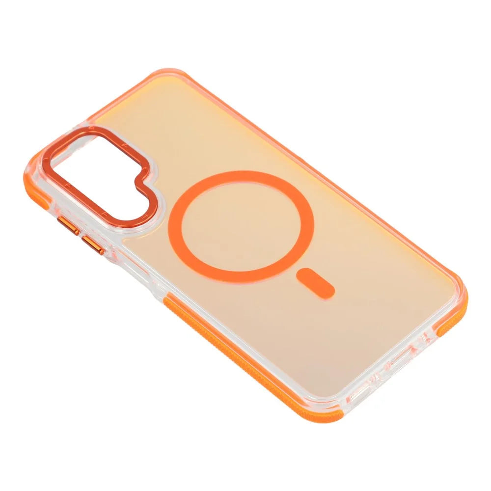 For Samsung Galaxy A26 5G Magnetic Case Cute Fluorescent Design TPU Acrylic Phone Back Cover - Orange - 3