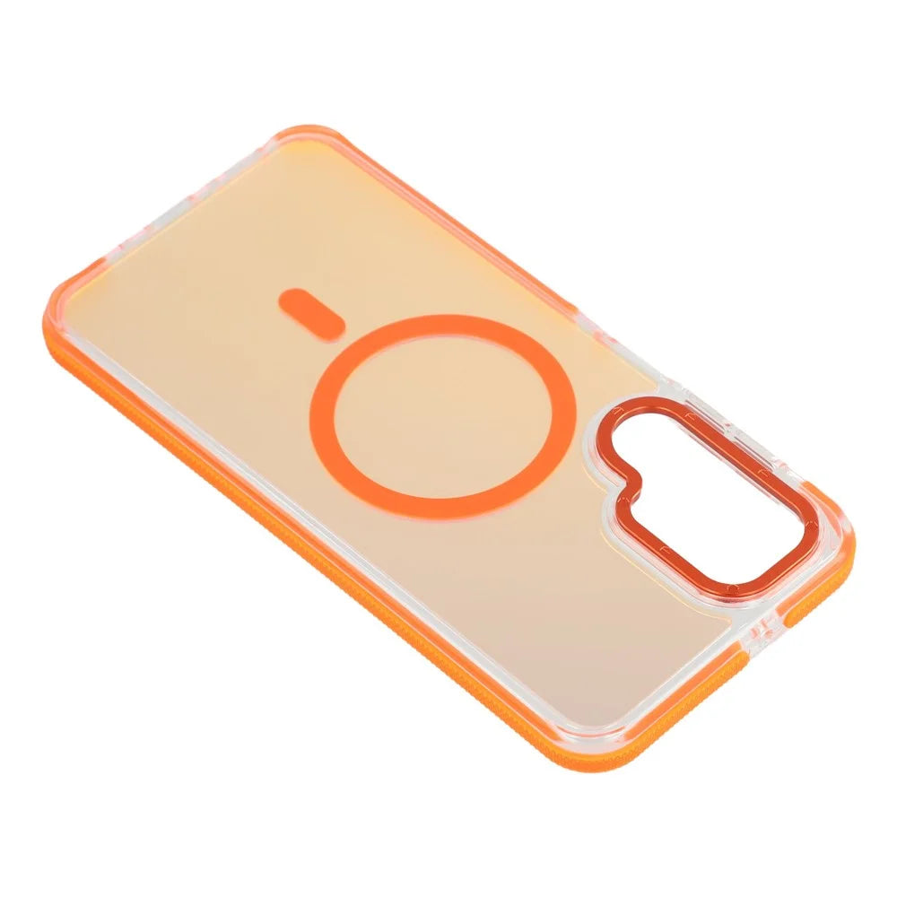 For Samsung Galaxy A26 5G Magnetic Case Cute Fluorescent Design TPU Acrylic Phone Back Cover - Orange - 4