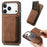 For iPhone 17 Pro Max Case Retro Leather + TPU Phone Cover with Detachable Card Slot - Brown - 1