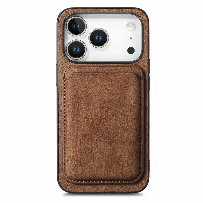 For iPhone 17 Pro Max Case Retro Leather + TPU Phone Cover with Detachable Card Slot - Brown - 2