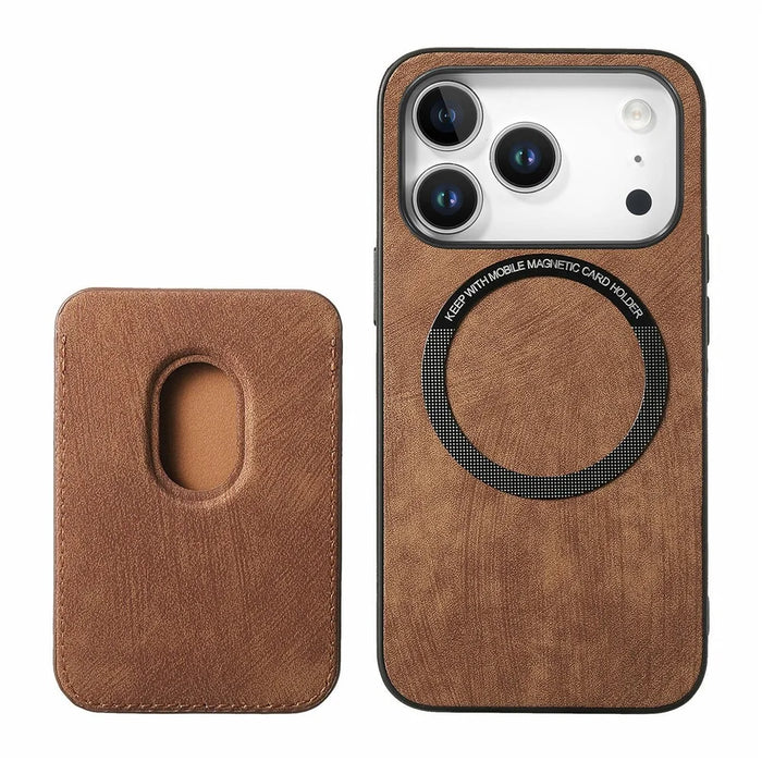 For iPhone 17 Pro Max Case Retro Leather + TPU Phone Cover with Detachable Card Slot - Brown - 3