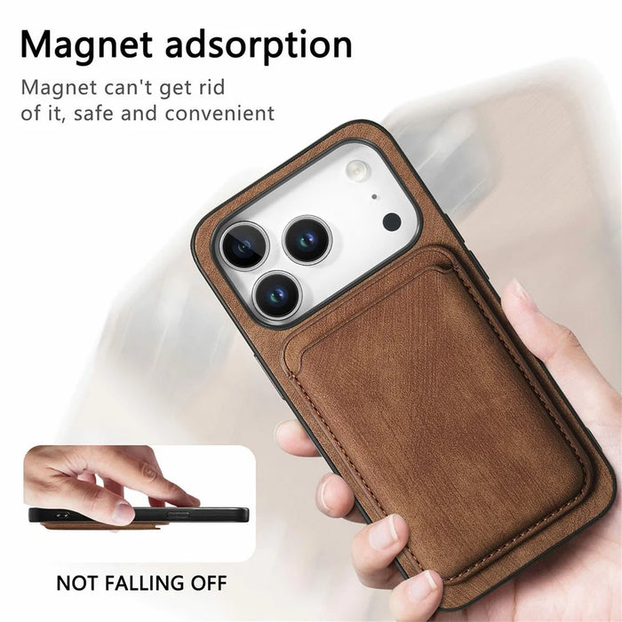For iPhone 17 Pro Max Case Retro Leather + TPU Phone Cover with Detachable Card Slot - Brown - 7