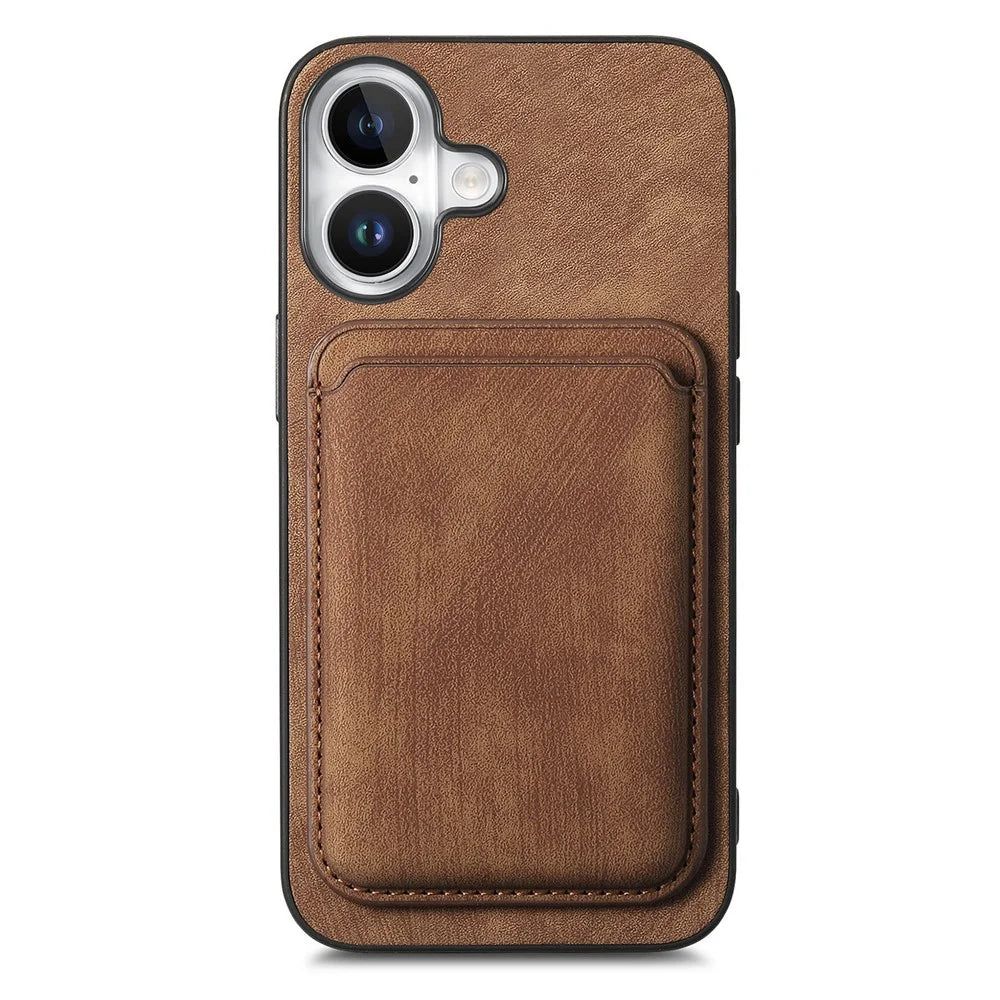 For iPhone 17 Case Retro Leather + TPU Phone Cover with Detachable Card Slot - Brown - 2
