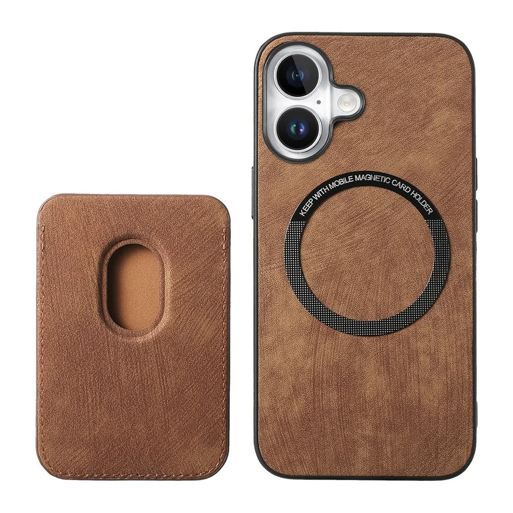For iPhone 17 Case Retro Leather + TPU Phone Cover with Detachable Card Slot - Brown - 3