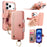 For iPhone 18 Pro Max / 17 Pro Max Case RFID Blocking Zipper Wallet PU Leather Mobile Cover - Pink - 1