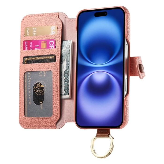 For iPhone 18 Pro / 17 Pro Case RFID Blocking Zipper Wallet PU Leather Mobile Cover - Pink - 2