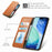 For iPhone Air Case Wallet Tri-Color Stitching Leather Phone Cover with Elastic Wristband - Brown - 6
