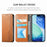 For iPhone Air Case Wallet Tri-Color Stitching Leather Phone Cover with Elastic Wristband - Brown - 7