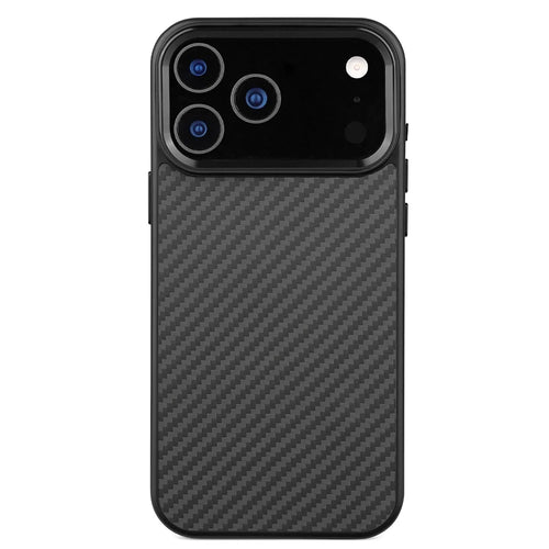 For iPhone 17 Pro Case Compatible with MagSafe Aramid Fiber TPU Phone Cover with Metal Lens Frame - Black - 1