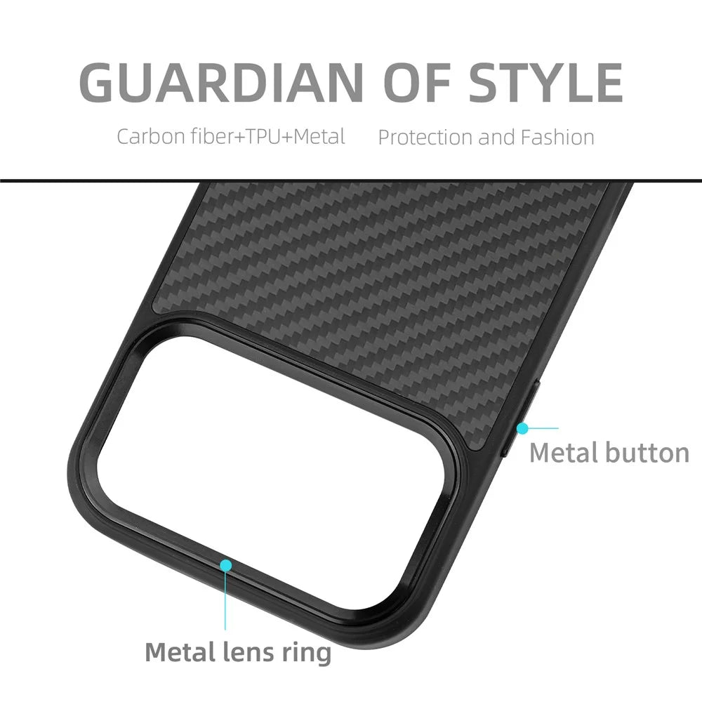For iPhone 17 Pro Case Compatible with MagSafe Aramid Fiber TPU Phone Cover with Metal Lens Frame - Black - 6
