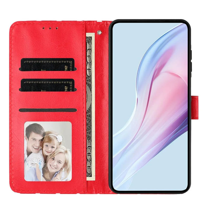 For iPhone 17 Leather Case Polka Dot Pattern Wallet Stand Folio Phone Cover - Red - 3
