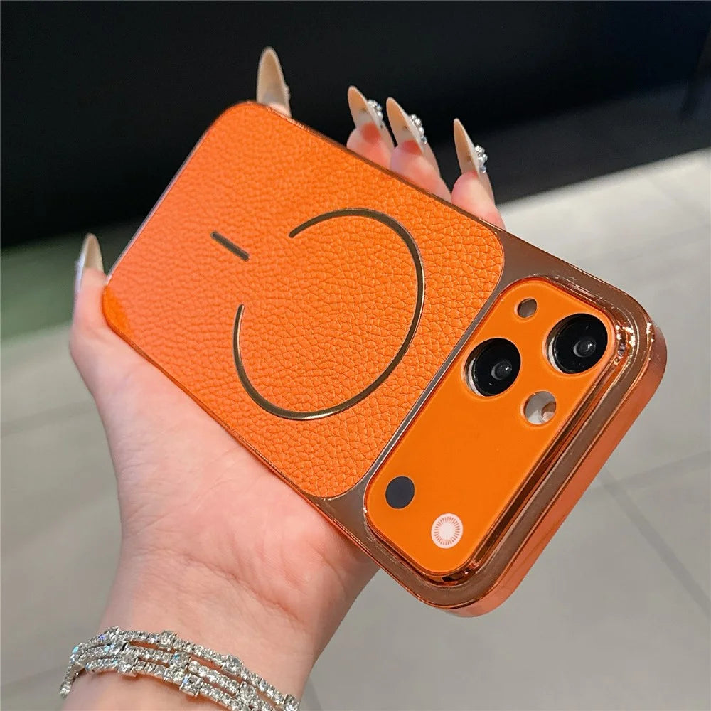 For iPhone 15 Electroplated Phone Case Transfer to 17 Pro Shockproof TPU PU Back Cover - Litchi Texture - 2