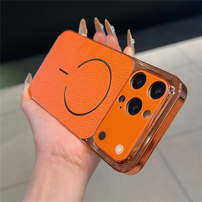 For iPhone 14 Pro Max Electroplated Phone Case Transfer to 17 Pro Max Shockproof TPU PU Back Cover - Litchi Texture - 2